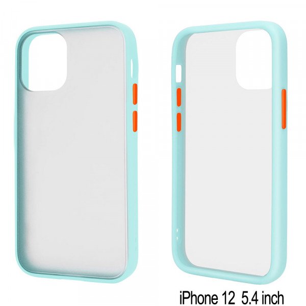 Wholesale Slim Matte Hybrid Bumper Case for iPhone 12 Mini 5.4 inch (Light Blue)